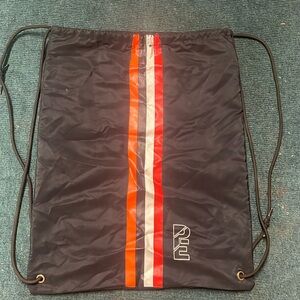 P.E. Nation Drawstring nylon black Backpack with neon stripes and Logo